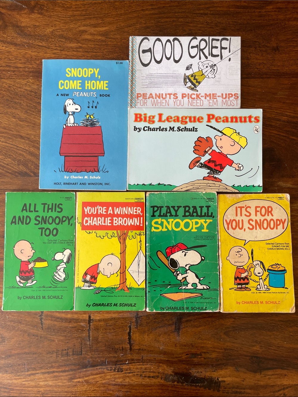 7 Charles Schultz Peanuts Mixed Bundle Lot Books Charlie Brown Snoopy Vintage